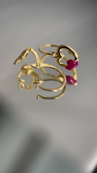 Boucles D'oreilles Dormeuses Cœur Plaqué Or Jaune 750 - 15mm, Neuf Avec étiquettes
