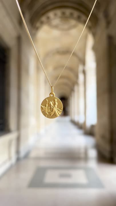 Médaille Pendentif Saint Christophe - Plaqué Or - Signé Karo - Gold Filled