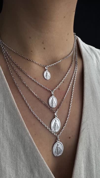 Pendentif Médaille Miraculeuse Gravée En Argent Massif 925/000 - Bijou Neuf Avec étiquettes Garanti
