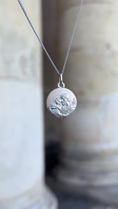 Pendentif Médaille Religieuse En Argent Massif 850 - Saint Joseph - Ancien - Origine France
