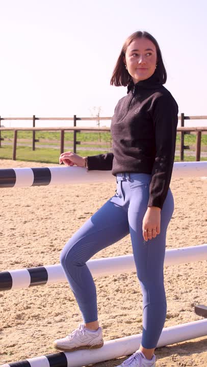 52 IT, Bleu marine 6900: Culotte d'équitation pour femme Liv Hight Waist en cuir pleine fleur